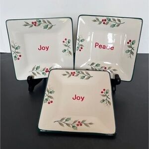 Pfaltzgraff Holiday Square Plates with Joy and Peace